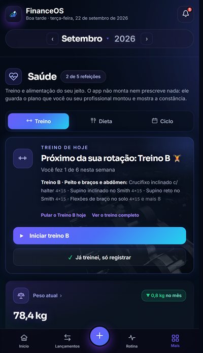 Treino do FinanceOS no celular